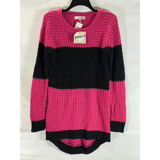 IM IN LOVE WITH DEREK Women's Pink/Black Striped Knit Pullover Sweater SZ M