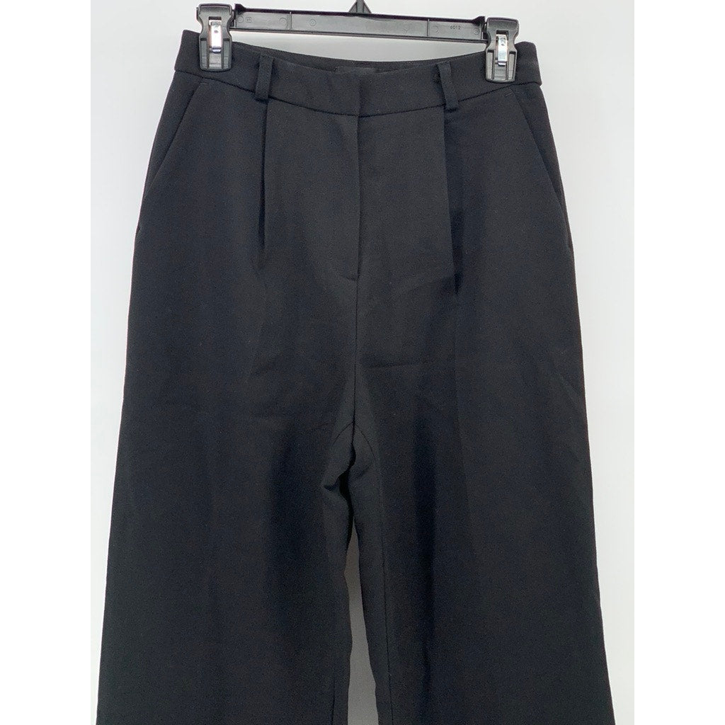 BLACKUP Women's Black Relaxed Fit Wide-Leg High-Rise Pleated Pant SZ S