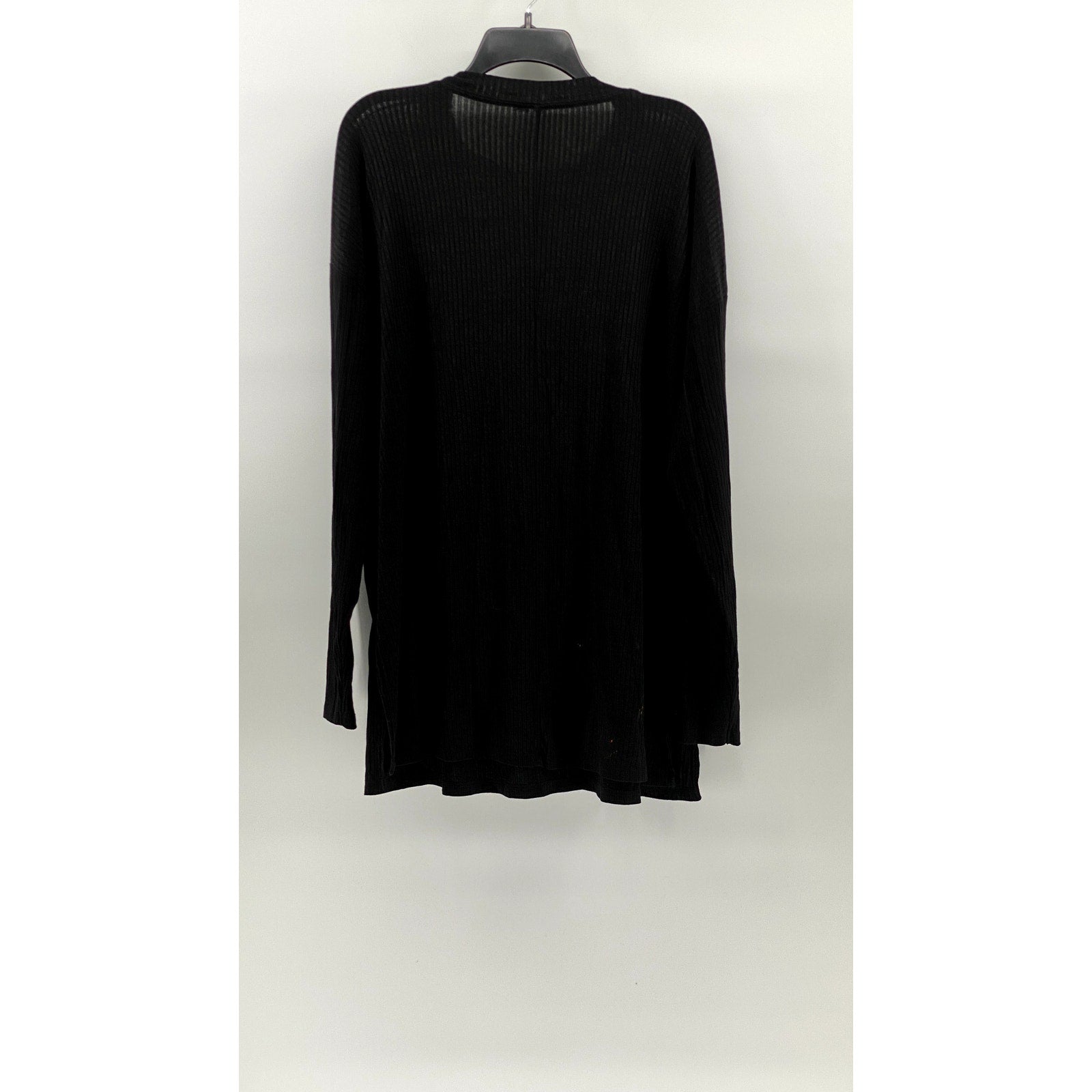 UNBRANDED Women's Black Ribbed Crewneck Long Sleeve Tunic Top SZ M