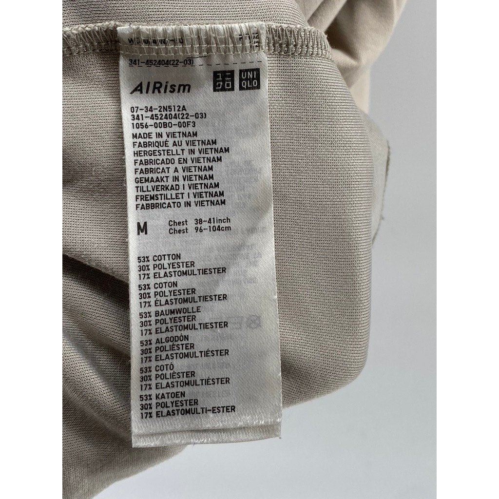 UNIQLO Men's Beige AIRism Crewneck Oversized Short Sleeve T-Shirt SZ M