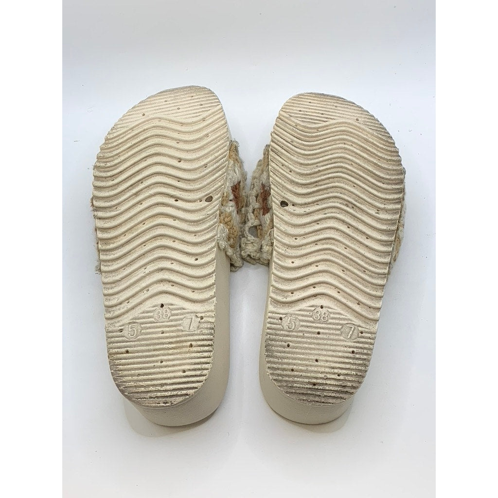 DIRTY LAUNDRY Women's Beige Knit Worble Slip-On Wedge Sandals SZ 7