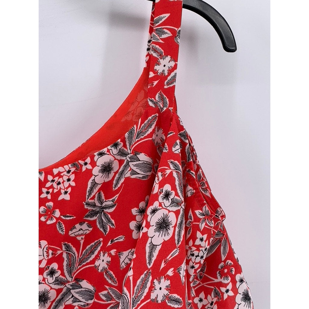 PARAPHRASE Women's Red Floral Cold-Shoulder Top SZ L