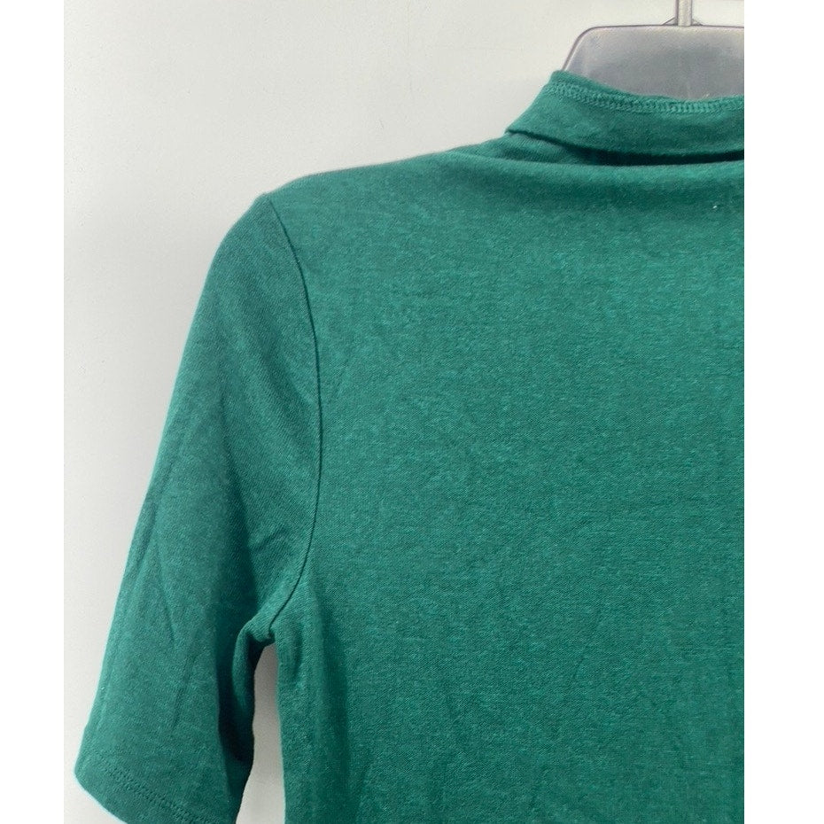 BANANA REPUBLIC Women's Green Soft Luxe Turtleneck Short Elbow Sleeve Top SZ S