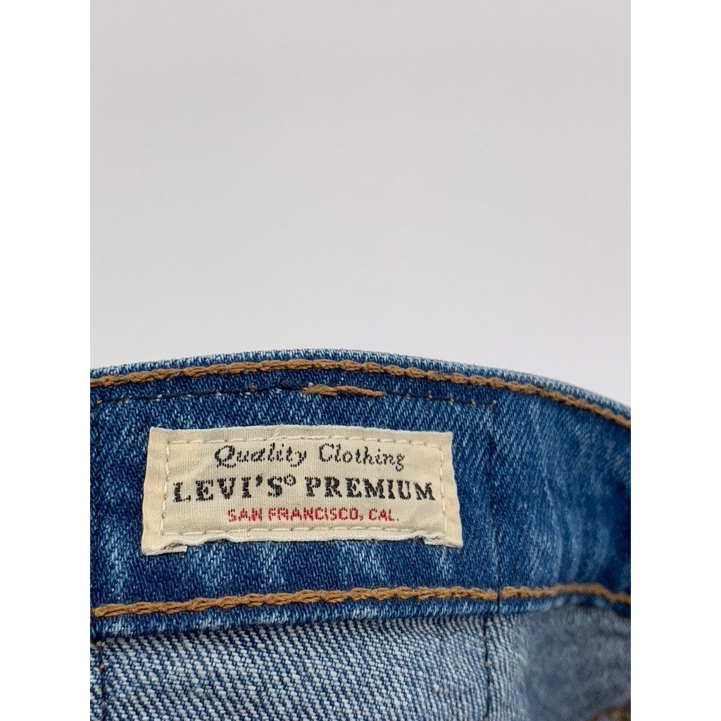 LEVI'S Women's Blue Denim Casual Button-Fly Ribcage Straight Ankle Jeans SZ 30