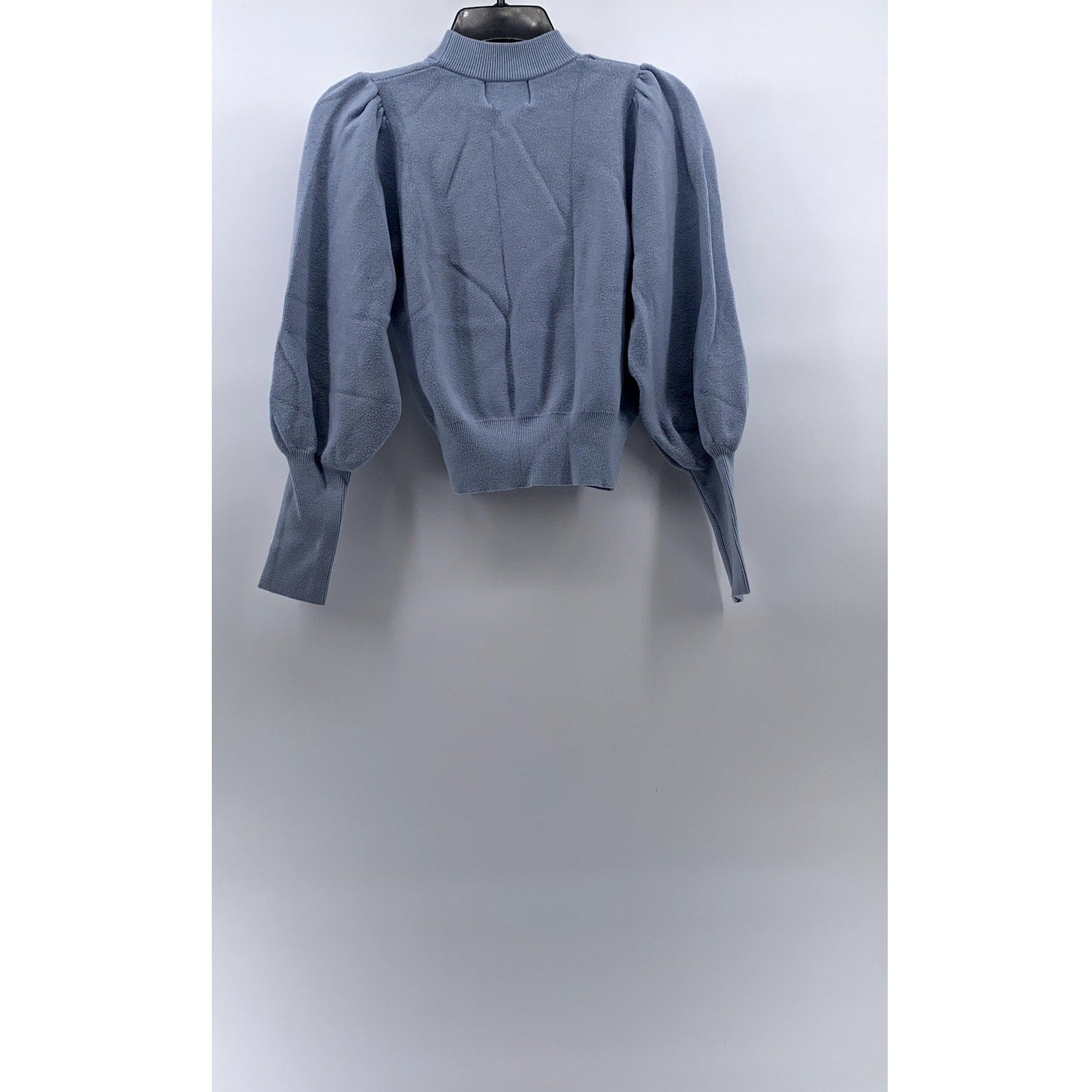 INDUSTRY Women's Vintage Blue Knit Mock-Neck Long Puff Sleeve Sweater SZ M