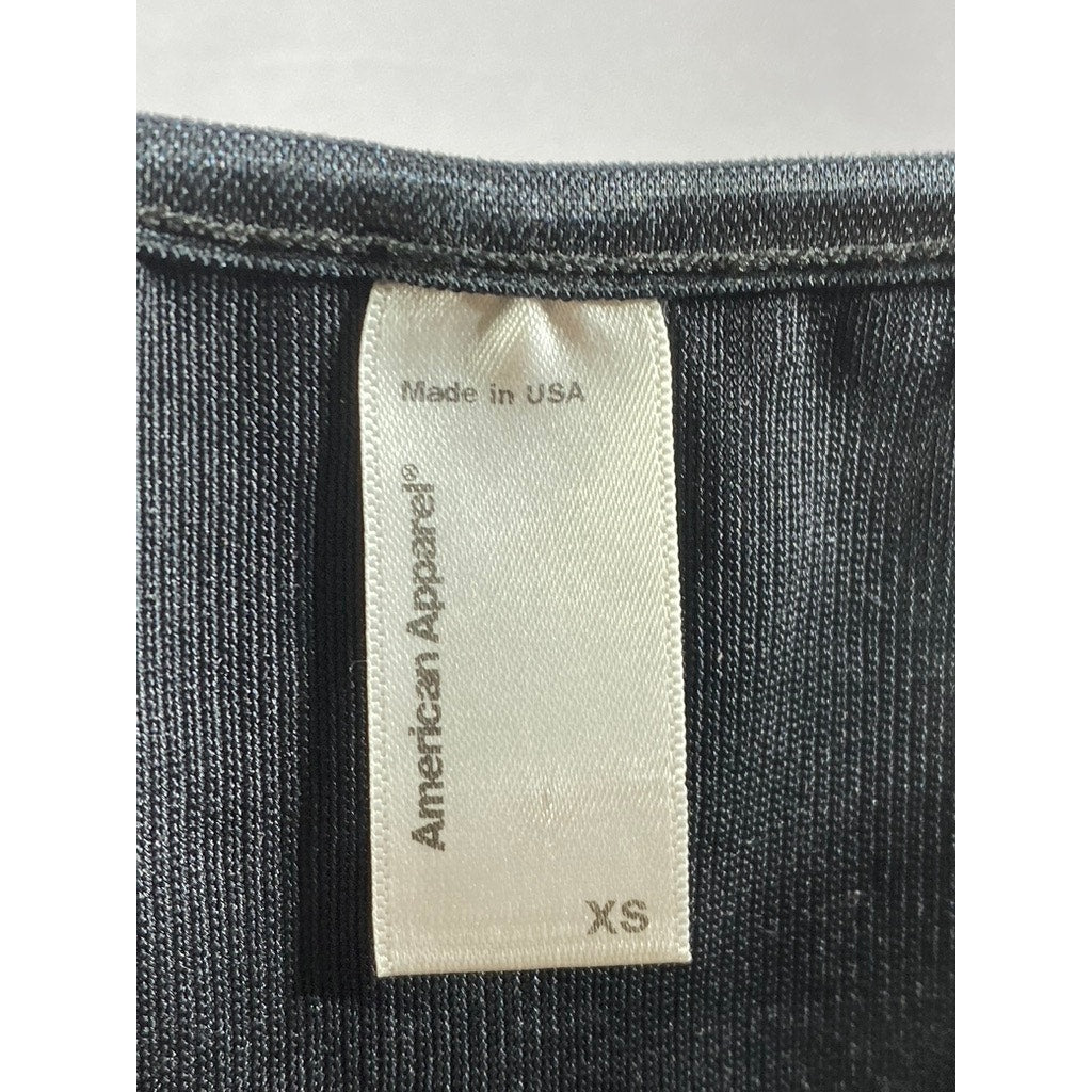 AMERICAN APPAREL Women's Black Solid Fitted Spaghetti Strap Crop Top SZ XS