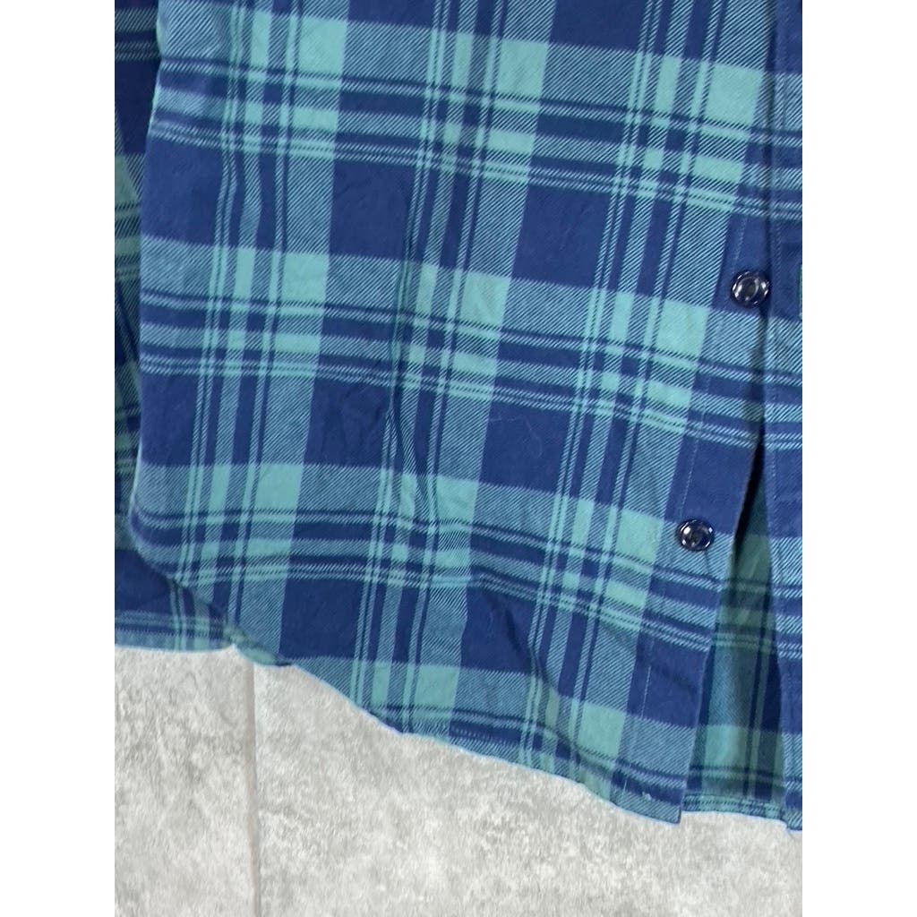BONOBOS Men's Blue Plaid Standard-Fit Button-Up Long Sleeve Shirt SZ M