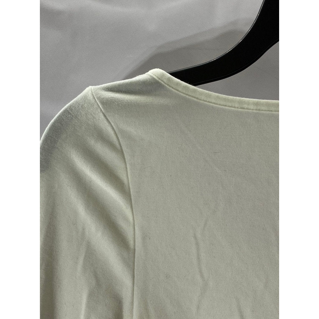 DIVIDED BY H&M Women's White Solid Scoop-Neck Long Sleeve Top SZ S