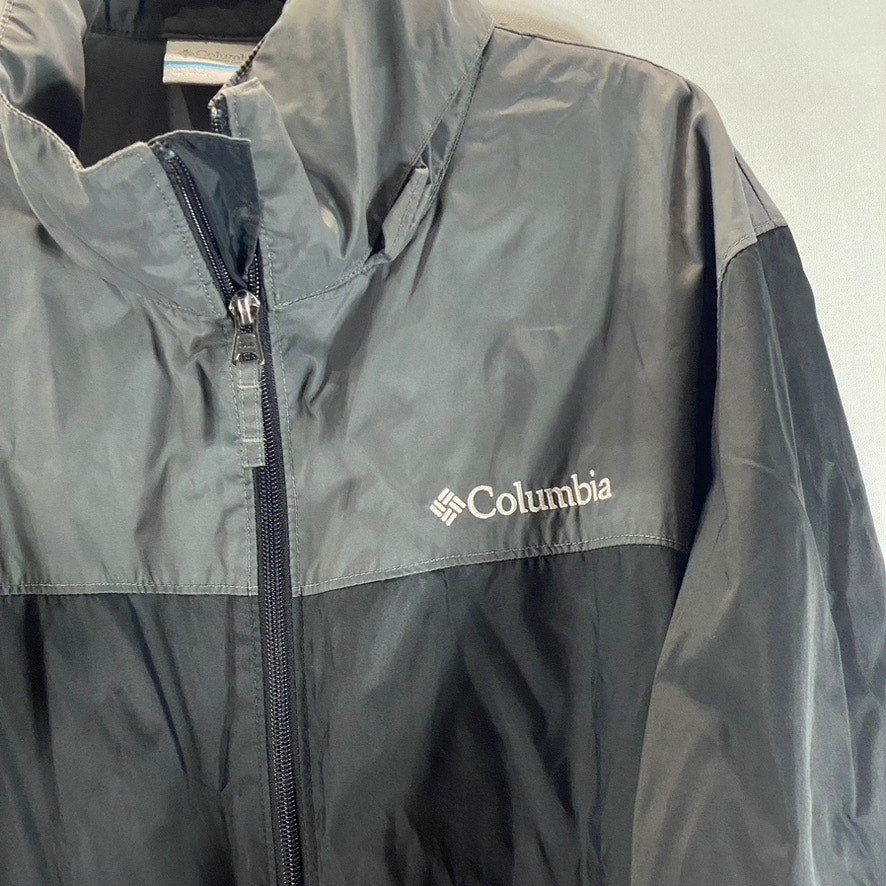 COLUMBIA Men's Black/Grey Glennaker Lake Full-Zip Vintage Rain Jacket SZ M