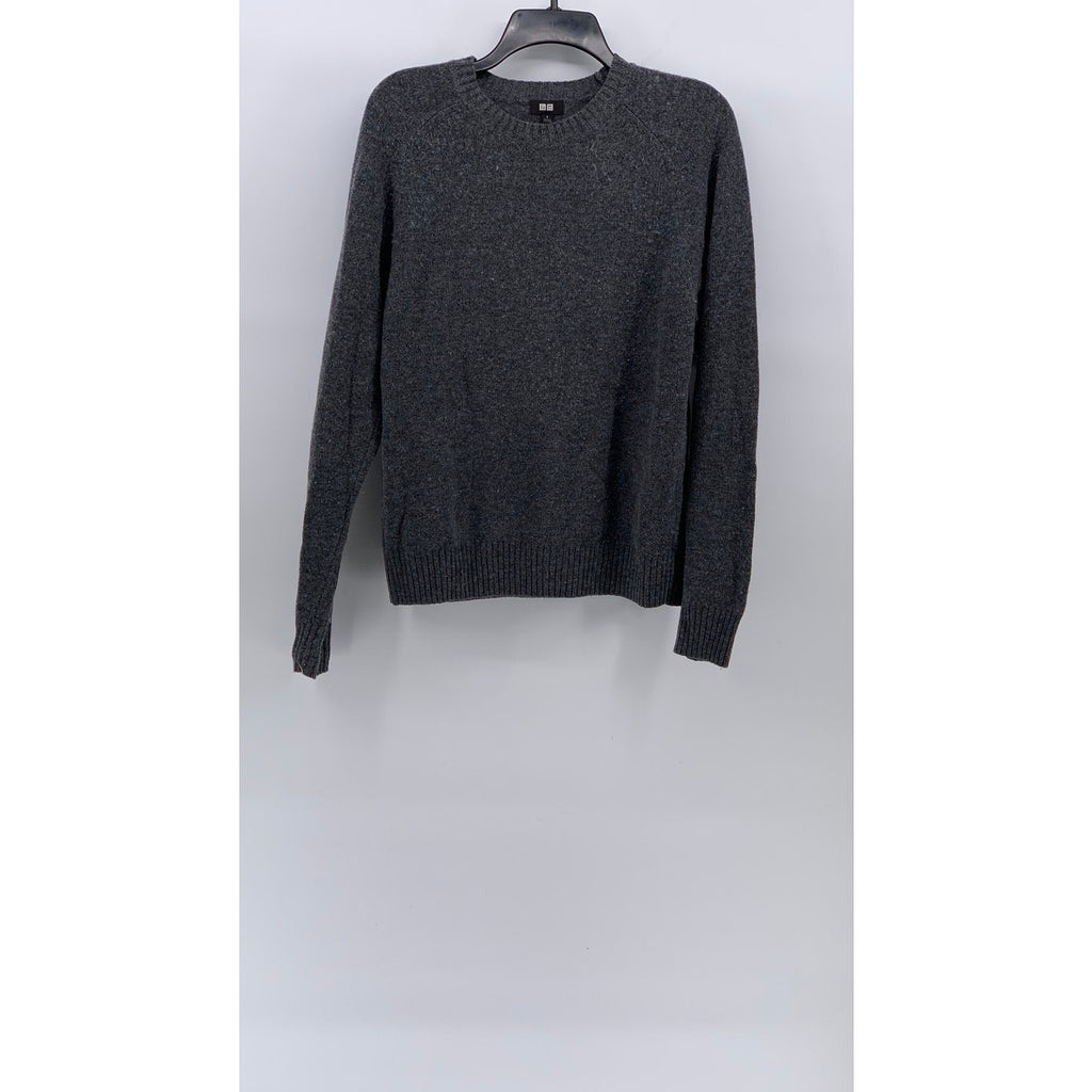 UNIQLO Men's Charcoal Gray Wool Crewneck Knit Long Sleeve Sweater SZ S