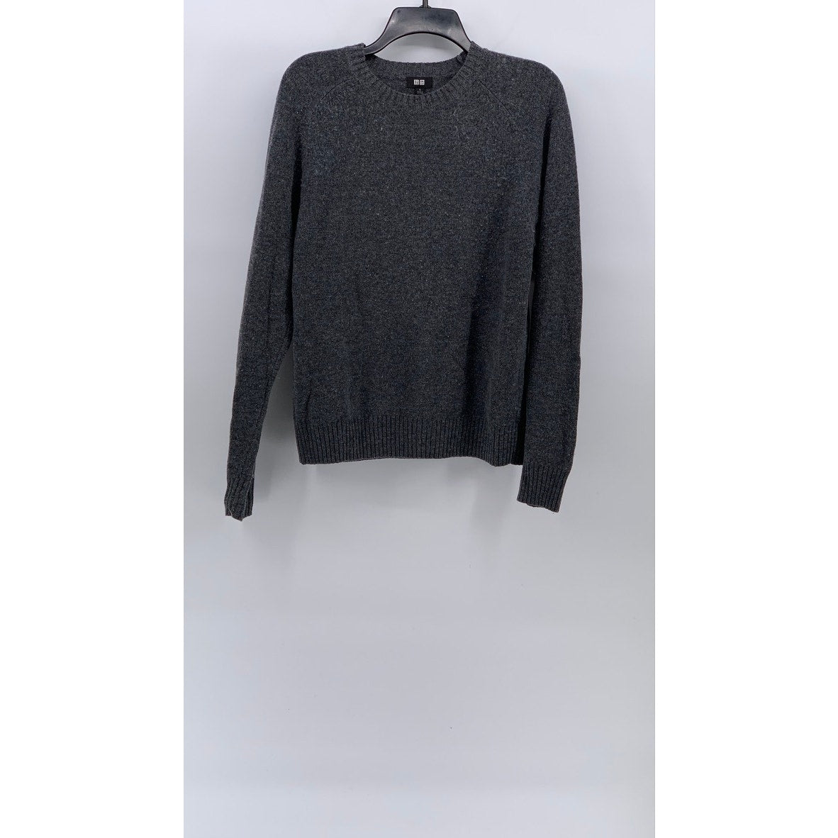 UNIQLO Men's Charcoal Gray Wool Crewneck Knit Long Sleeve Sweater SZ S