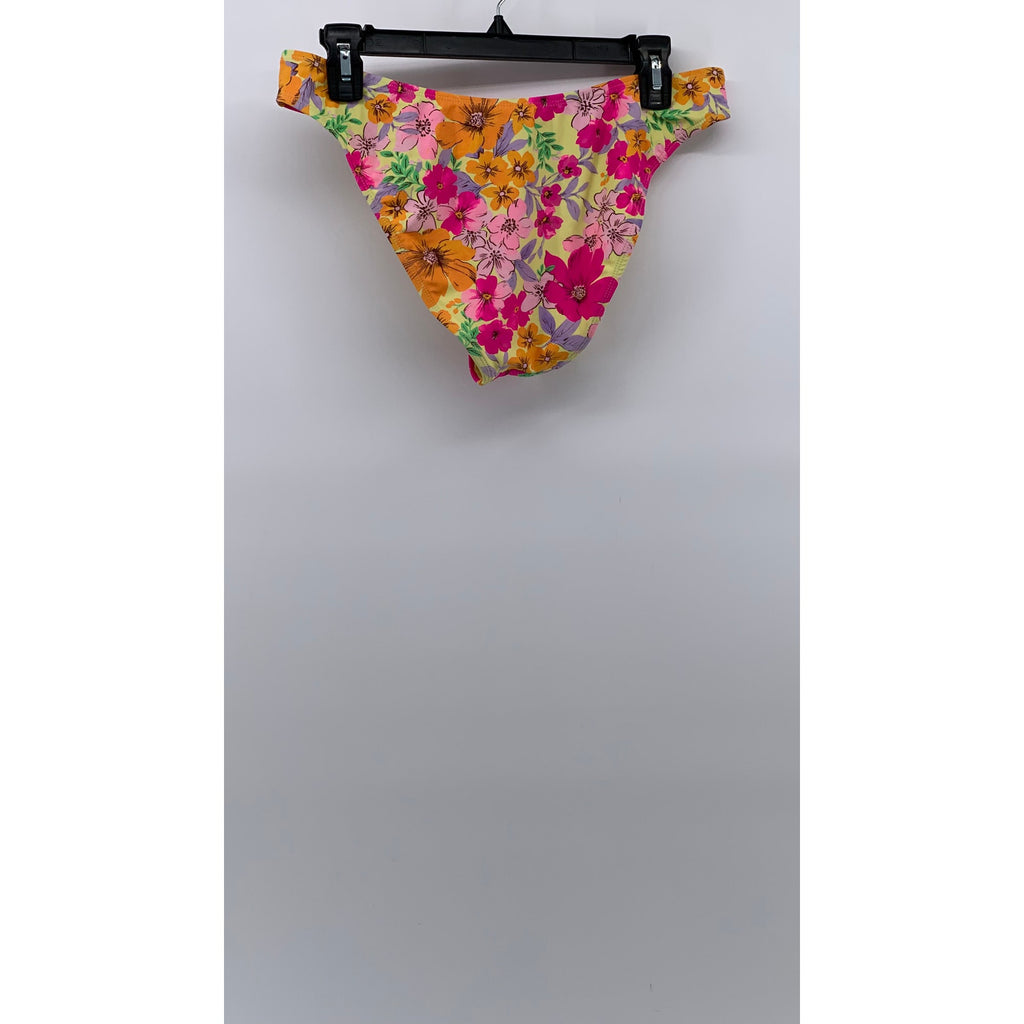WILD FABLE Women's Green-Pink Floral Print Bikini Bottom SZ M
