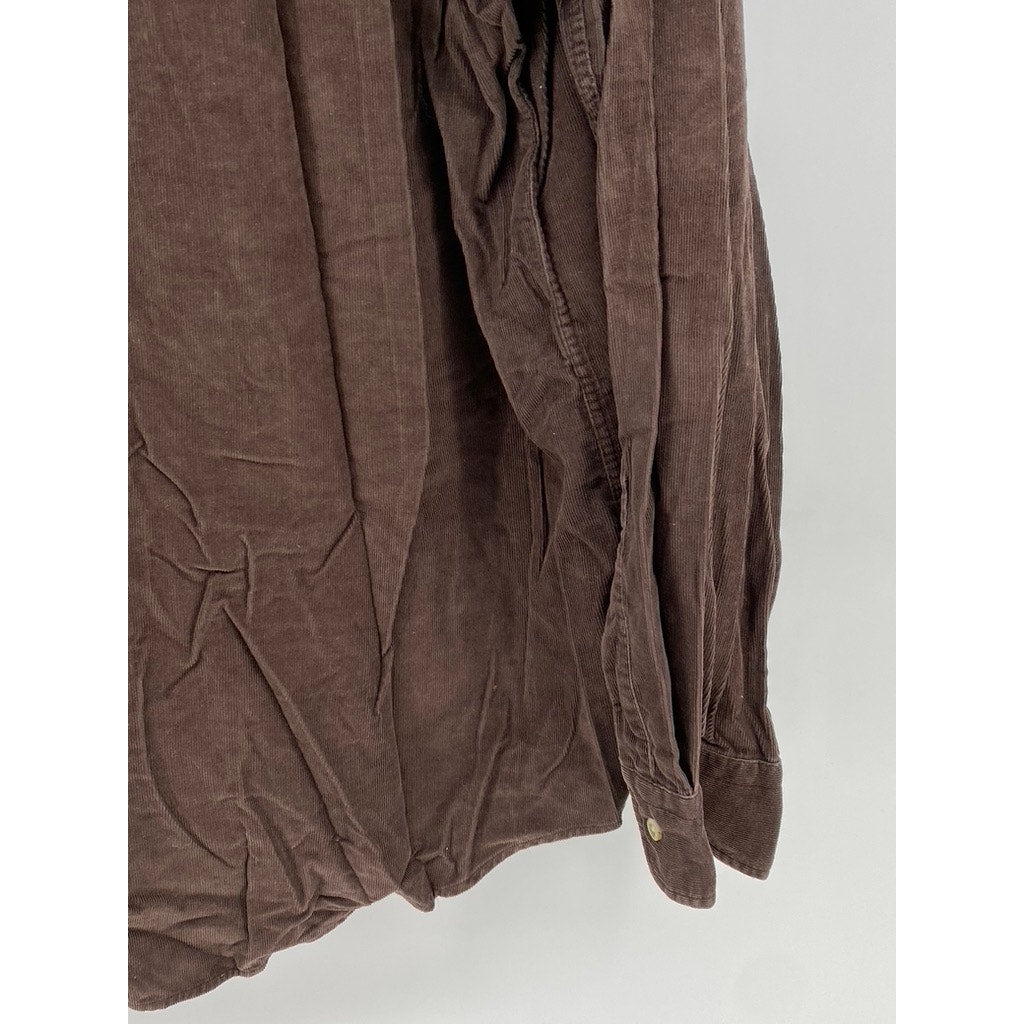 LANDS END Men's Vintage Brown Button Down SZ (XL) (17-17 1/2)