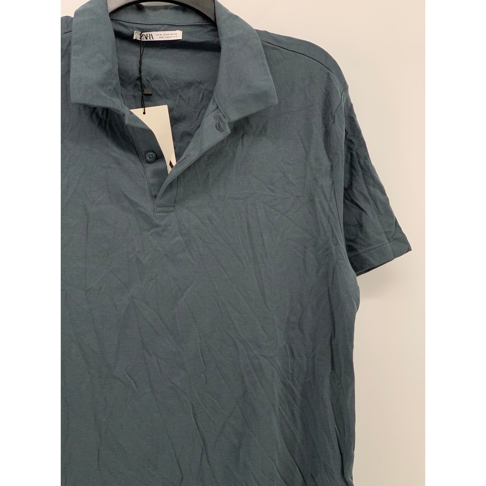 ZARA Men's Solid Short Sleeve Regular-Fit Pullover Polo Shirt SZ M