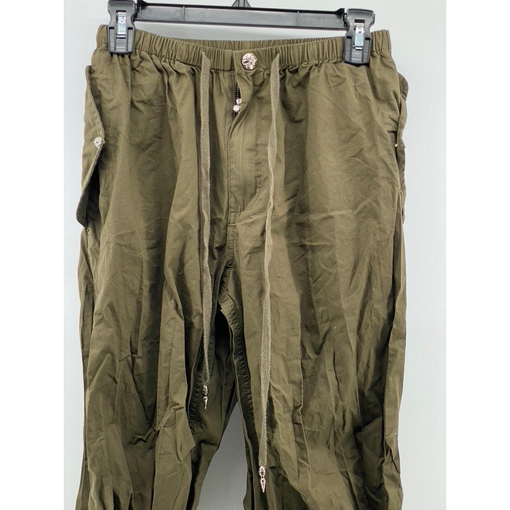 CHILLCHES Women's Olive Green Drawstring Pull-On Jogger Pant SZ M