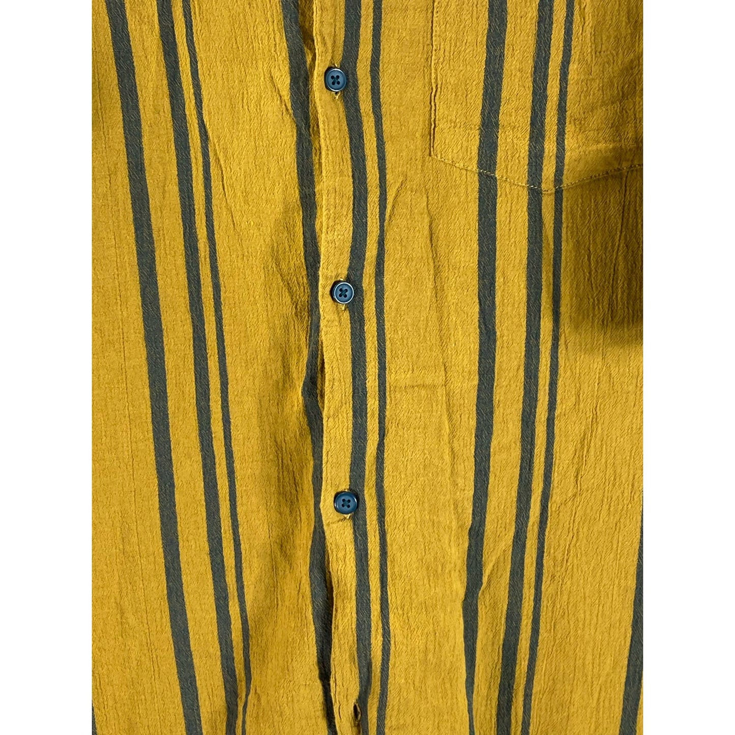 STANDARD CLOTH Men's Yellow Liam Stripe Crinkle Button-Up Shirt SZ XL