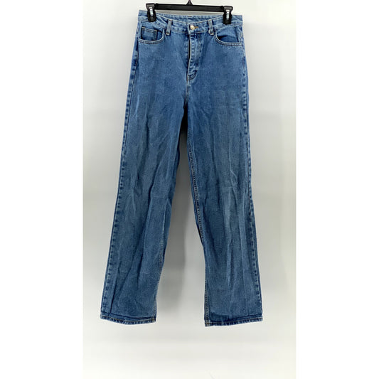 UNBRANDED Women's Medium Blue Denim Straight-Leg High-Rise Jeans SZ 29