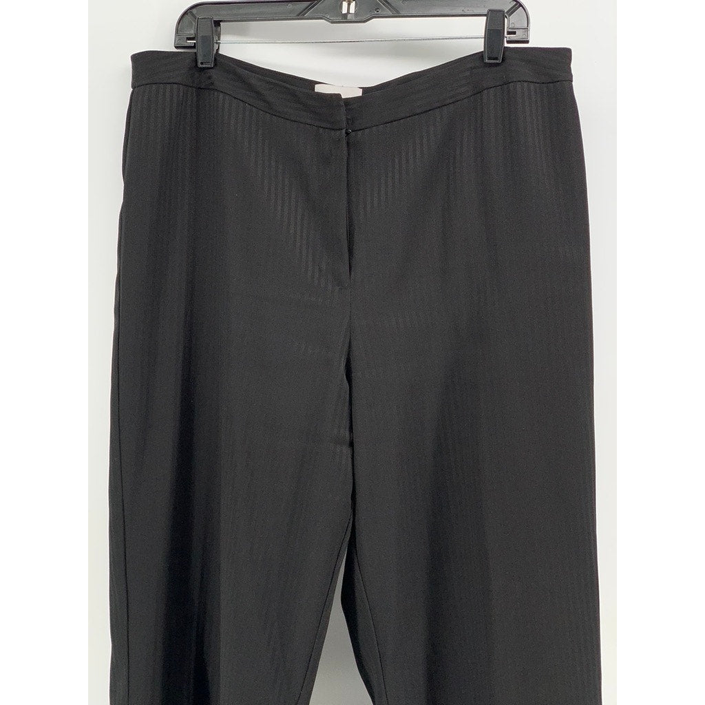 KC SPENCER NY Women's Black Striped Straight Leg Regular Fit Pants SZ 16