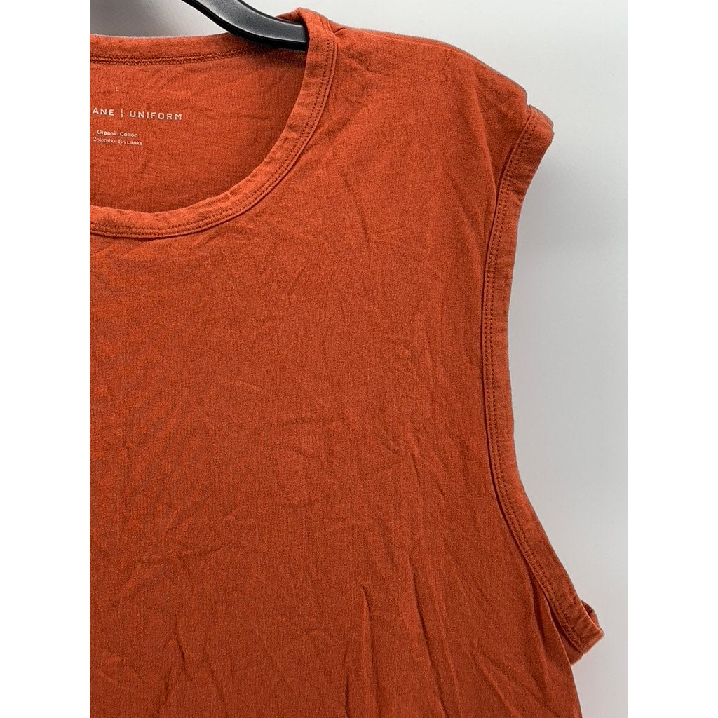 EVERLANE Women's Orange Crewneck Organic Cotton Uniform Tank Top SZ L