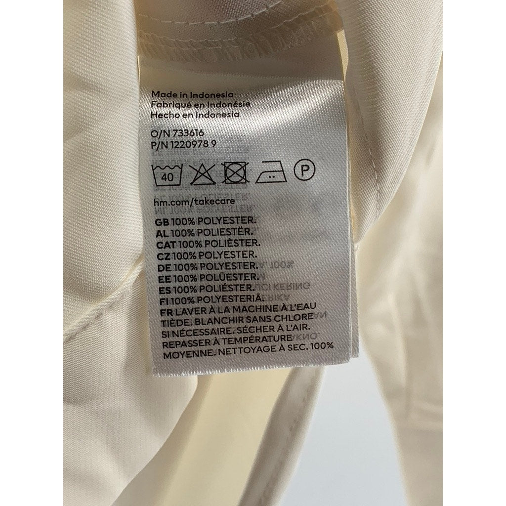 H&M Women's Beige Button-Up Regular Fit Long Sleeve Semi Sheer Top SZ S