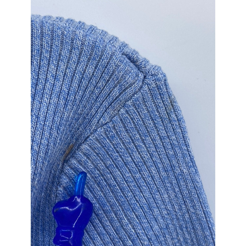 H&M Women's Blue Ribbed Scoop-Neck Long Sleeve Top SZ M
