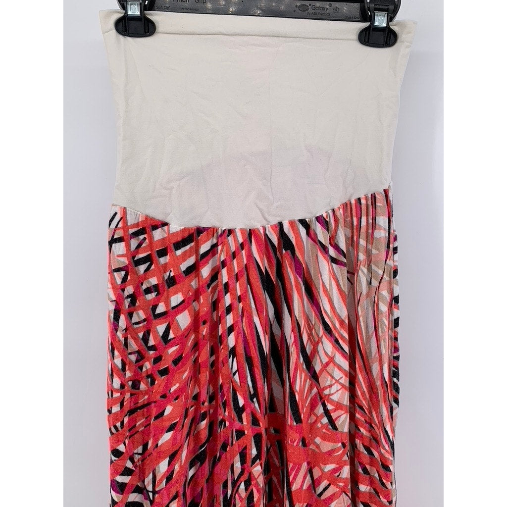 MOTHERHOOD Women's Red-Cream Floral Maxi Skirt SZ L