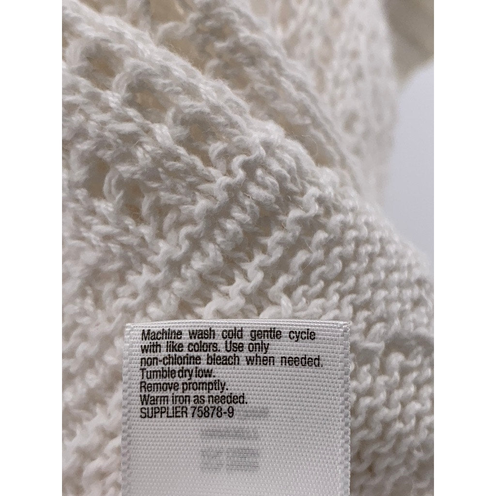 ST. JOHN'S BAY Women's Petite Cream Open-Knit Cardigan SZ P/XL