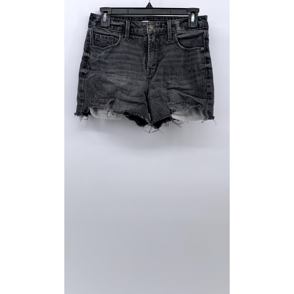 OLD NAVY Women's Washed Black Distressed High-Rise Brenda Denim Shorts SZ 2