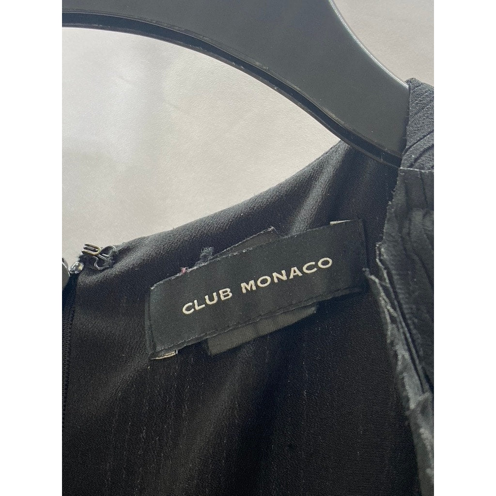 CLUB MONACO Women’s Black Sheer Pleated Crewneck Sleeveless Relaxed-Fit Top SZ S