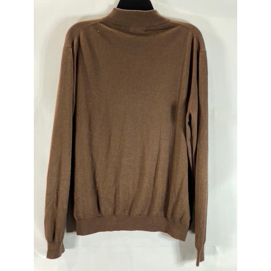 PAUL FREDRICK Men's Brown Mock-Neck Long Sleeve Pullover Sweater SZ M