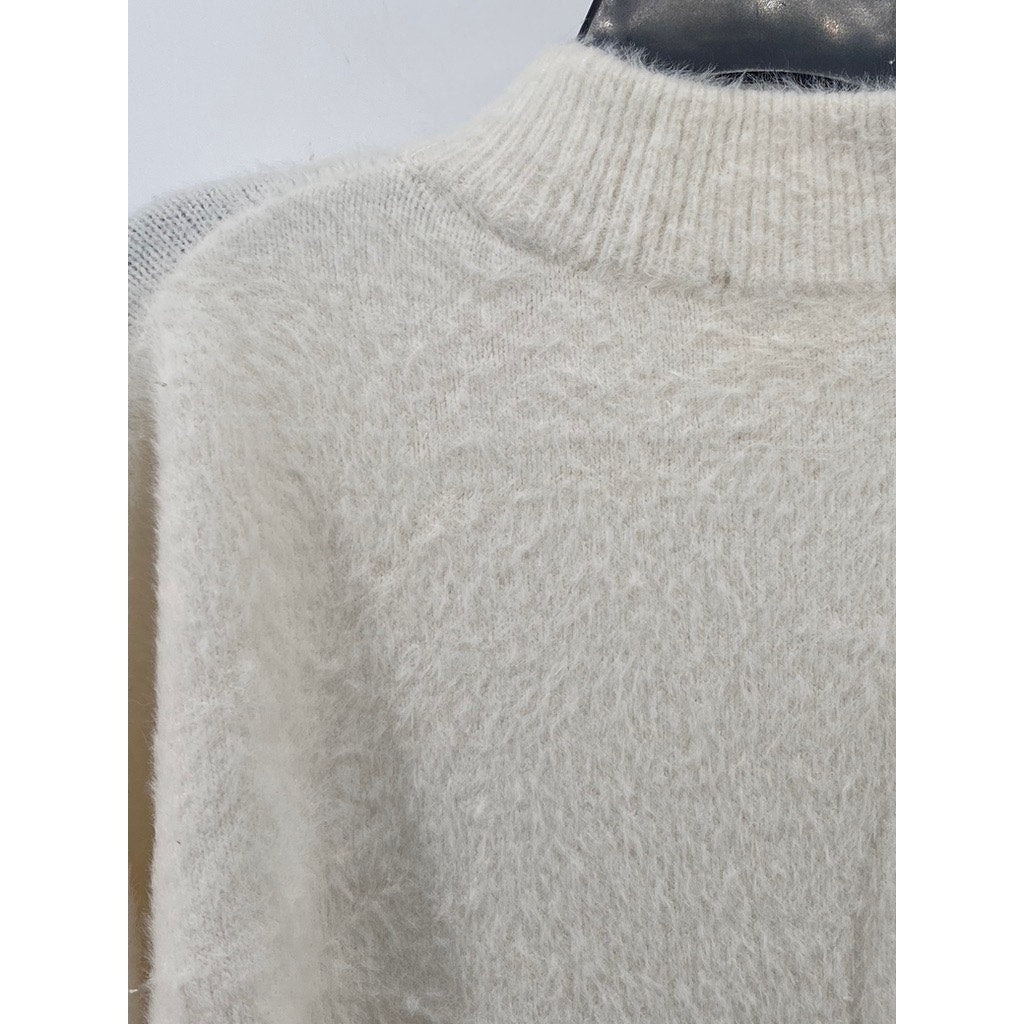 H&M Women's Cream Soft Knit Mock-Neck Long Sleeve Pullover Sweater SZ M