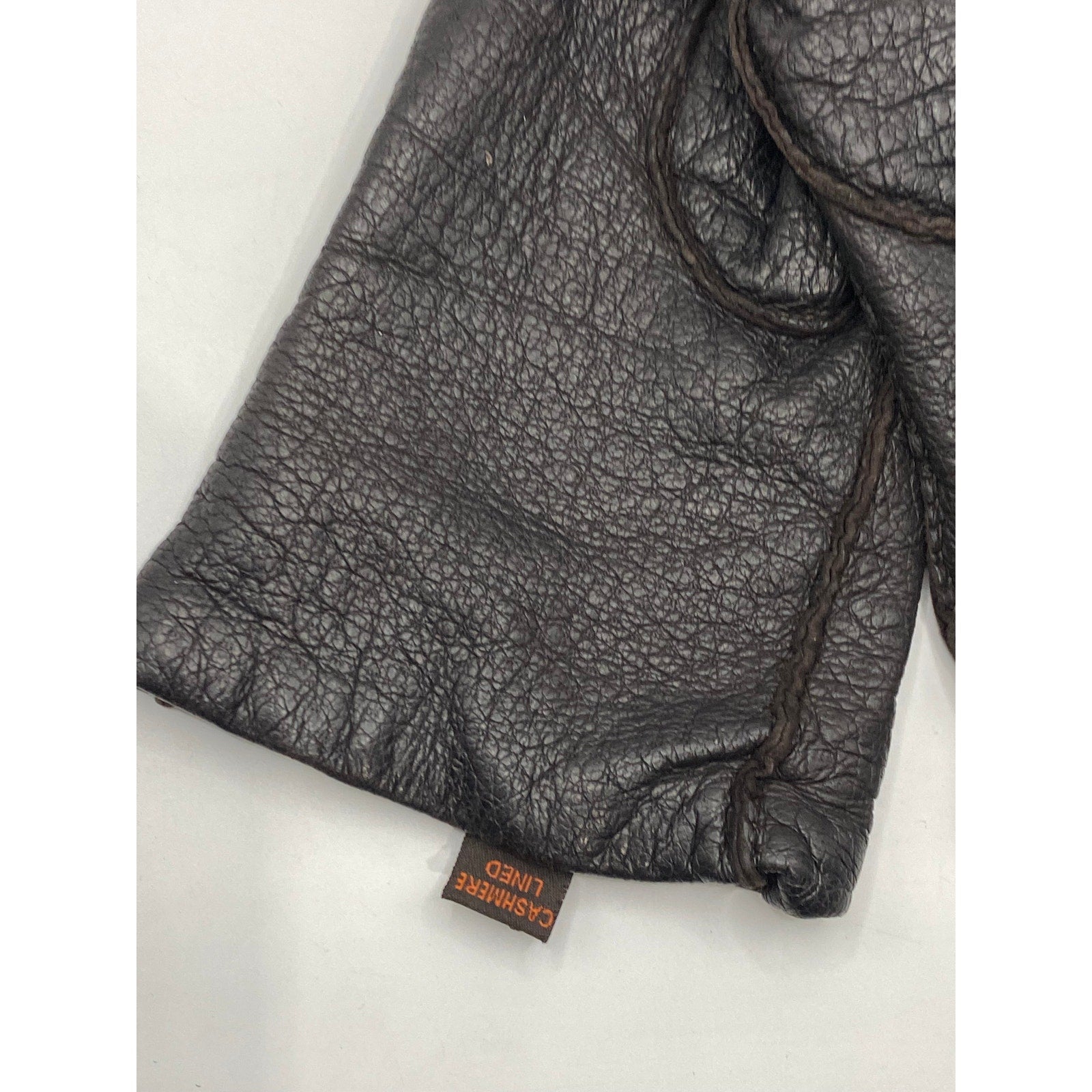 SERMONETA Women's Brown Leather Cashmere Lined Gloves SZ 7