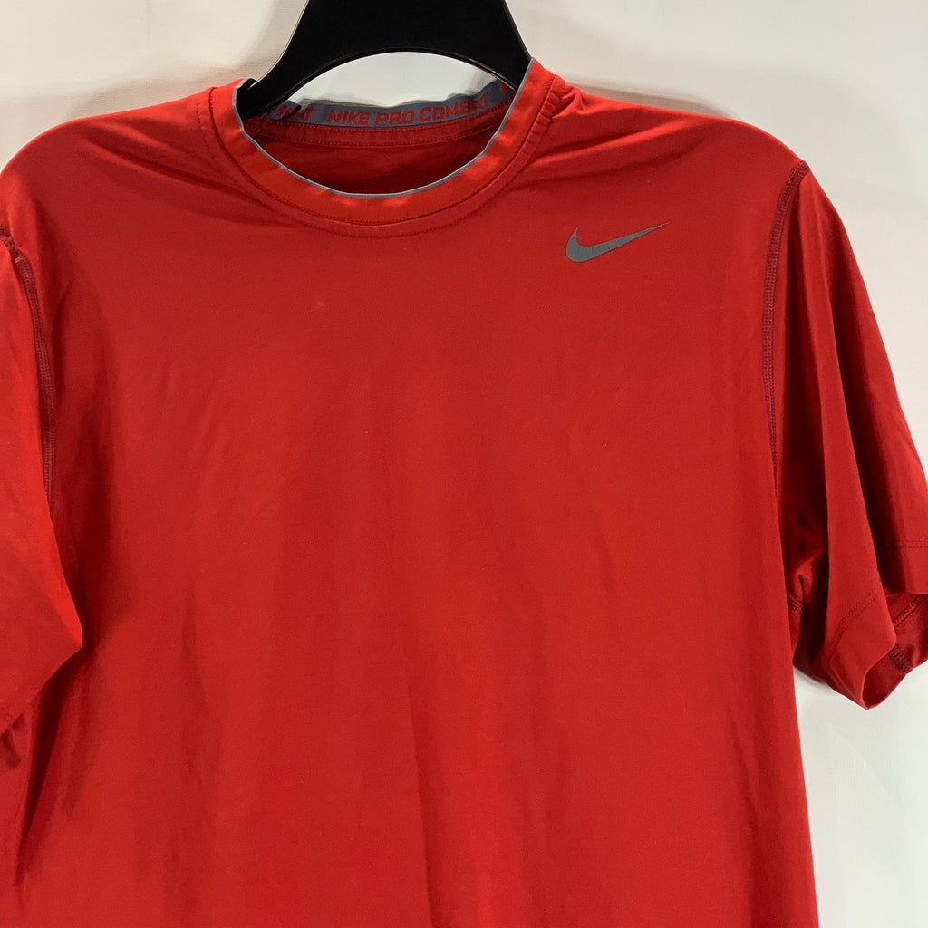 NIKE Men's Red Pro Combat Dri-Fit Fitted Short Sleeve Active T-Shirt SZ M