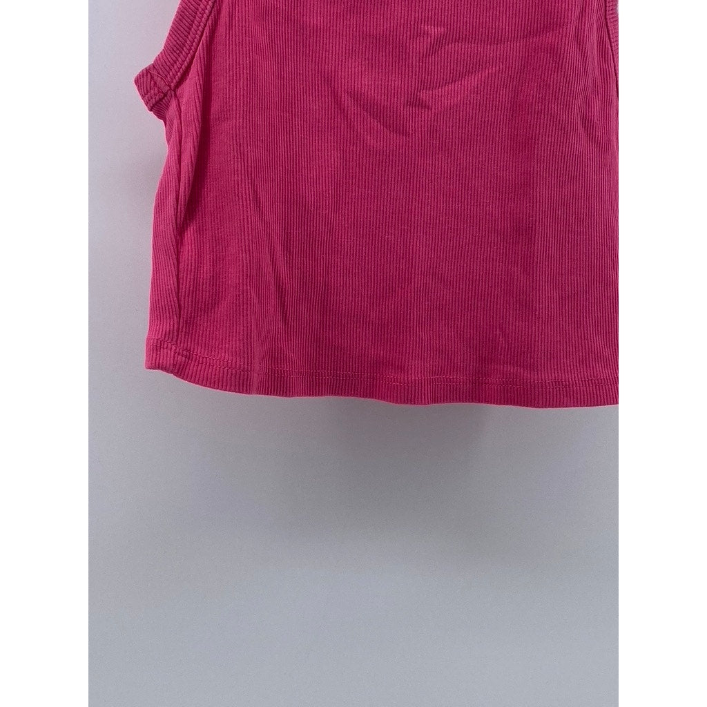 ZARA Women’s Pink Ribbed Crewneck Sleeveless Cropped Top SZ L
