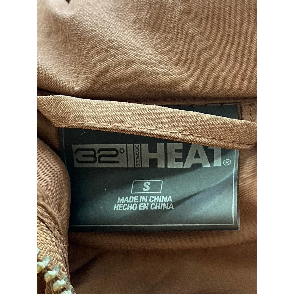 32 DEGREES HEAT Women's Salmon Pink Zip-Up Hooded Puffer Jacket SZ S