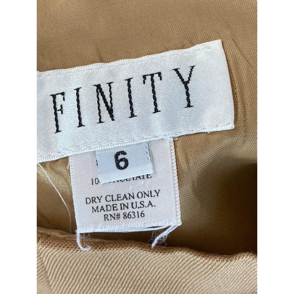 FINITY Women's Vintage Tan Wool Straight Back-Slit Midi Skirt SZ 6