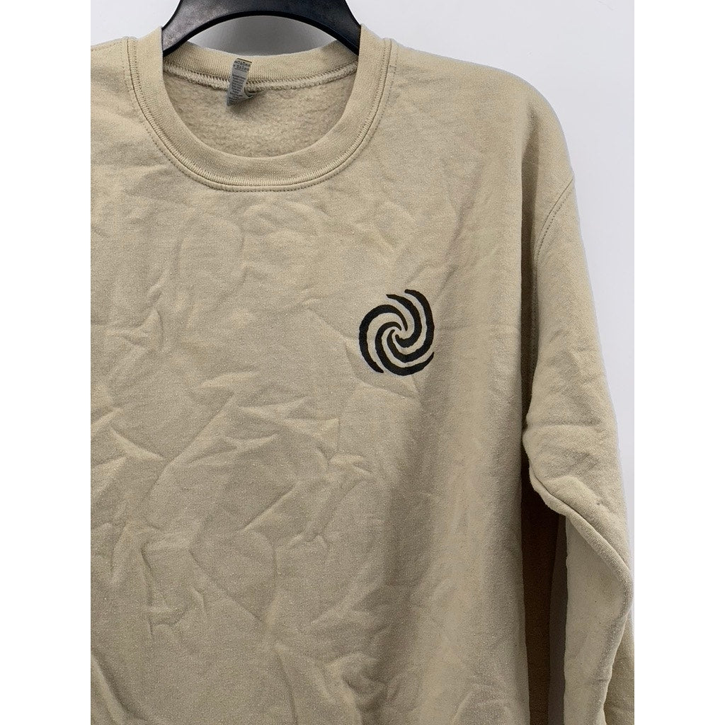 Gildan Men's Sand Crewneck Swirl Graphic Sweatshirt SZ M