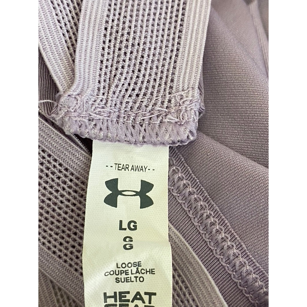 UNDER ARMOUR Women's Lilac Scoop-Neck Mesh Cross-Strap Loose-Fit Tank Top SZ L