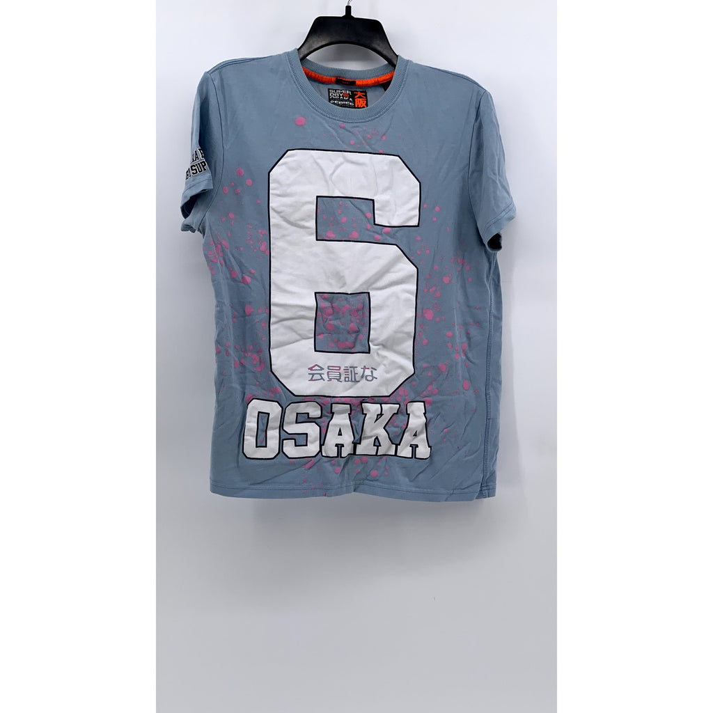 SUPER DRY Men's Blue Osaka 6 Graphic Short Sleeve T-Shirt SZ M