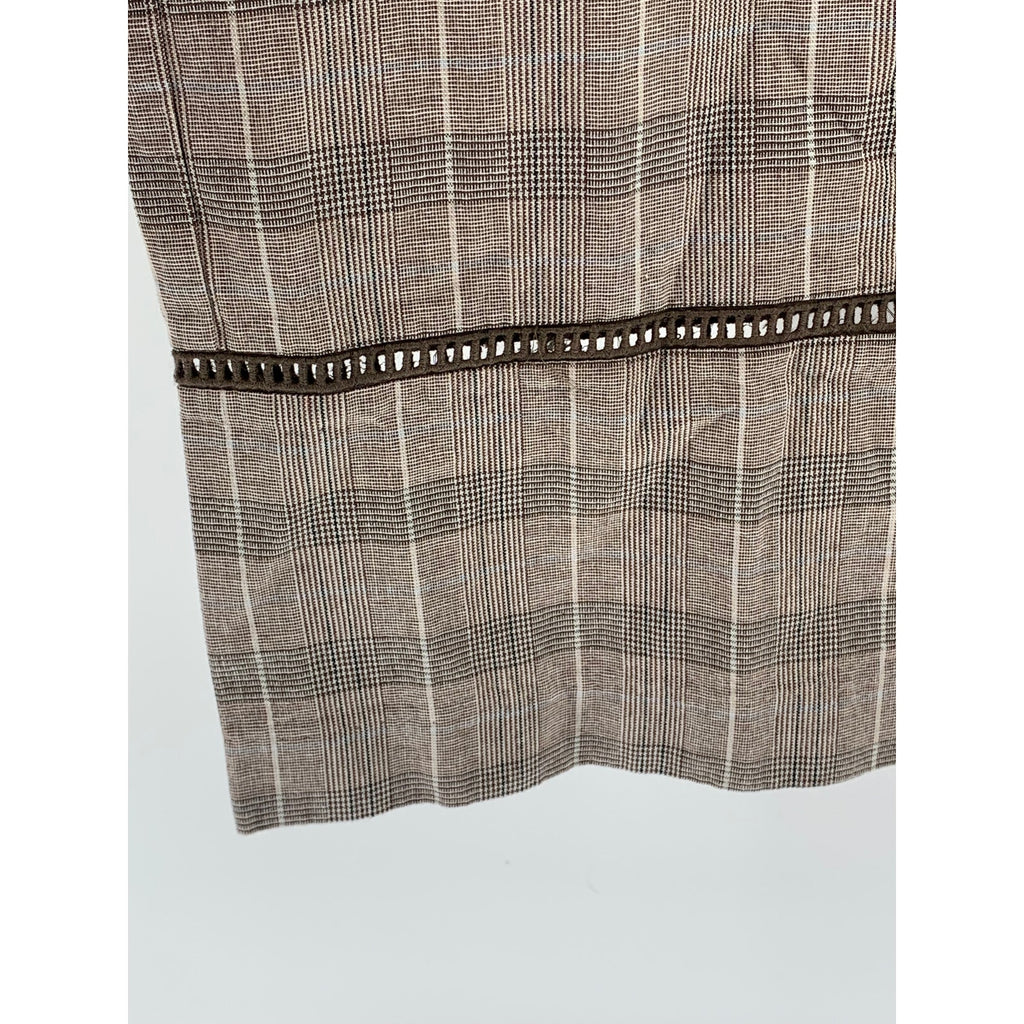 GROOVE Women's Brown Plaid Eyelet Trim Elastic Waist Pull-On Casual Pants SZ S