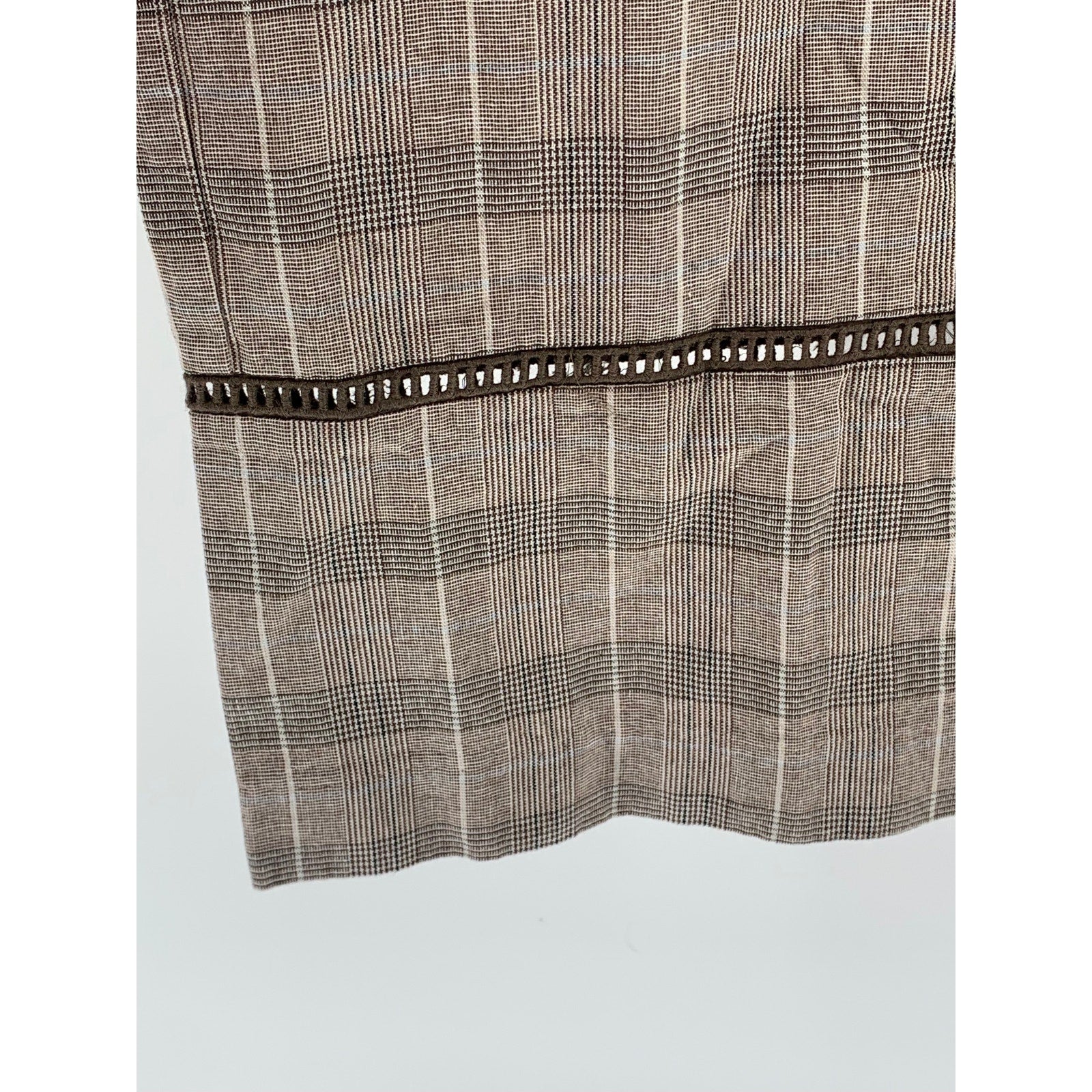 GROOVE Women's Brown Plaid Eyelet Trim Elastic Waist Pull-On Casual Pants SZ S