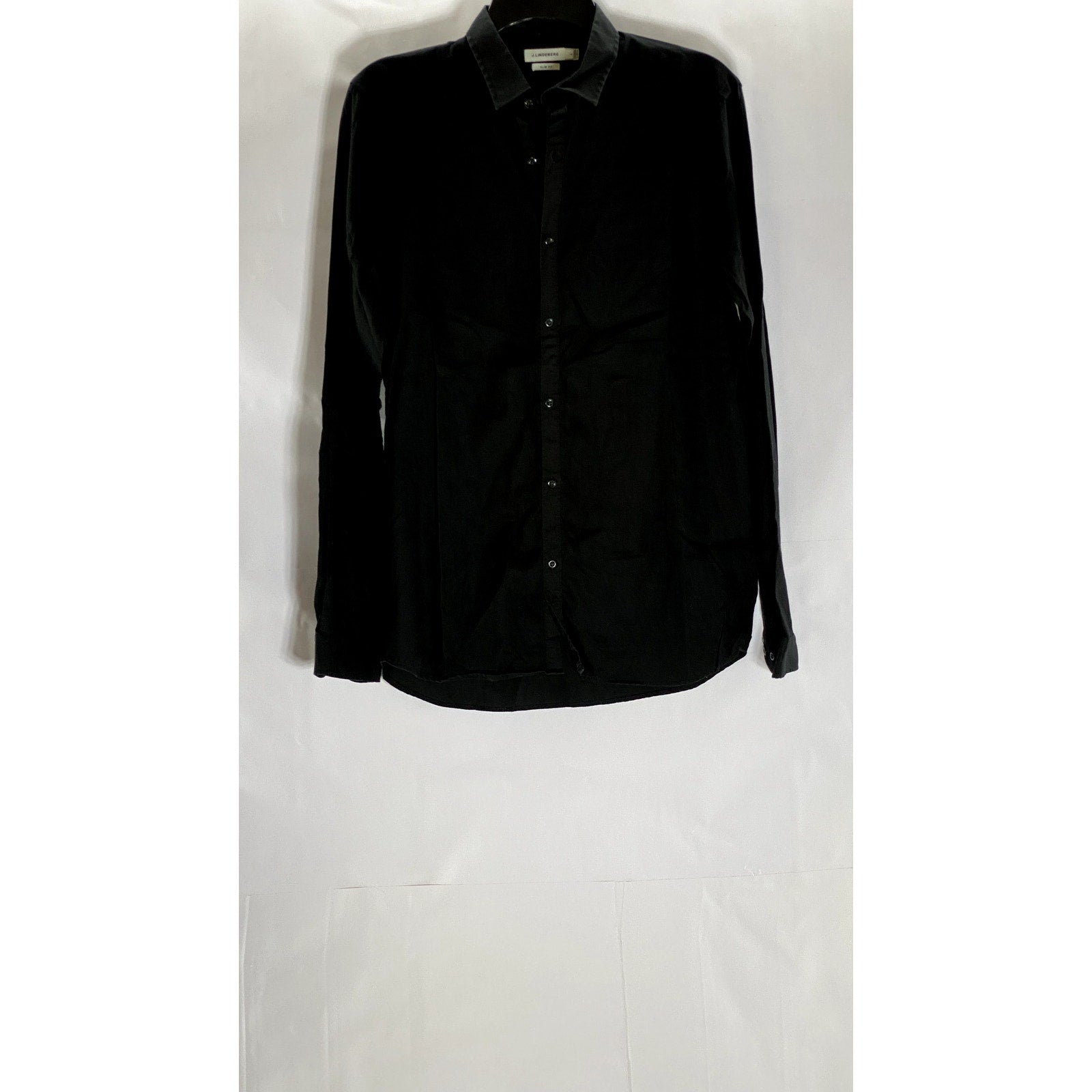 J. LINDEBERG Men's Black Solid Slim-Fit Button-Up Long Sleeve Lux Shirt SZ S