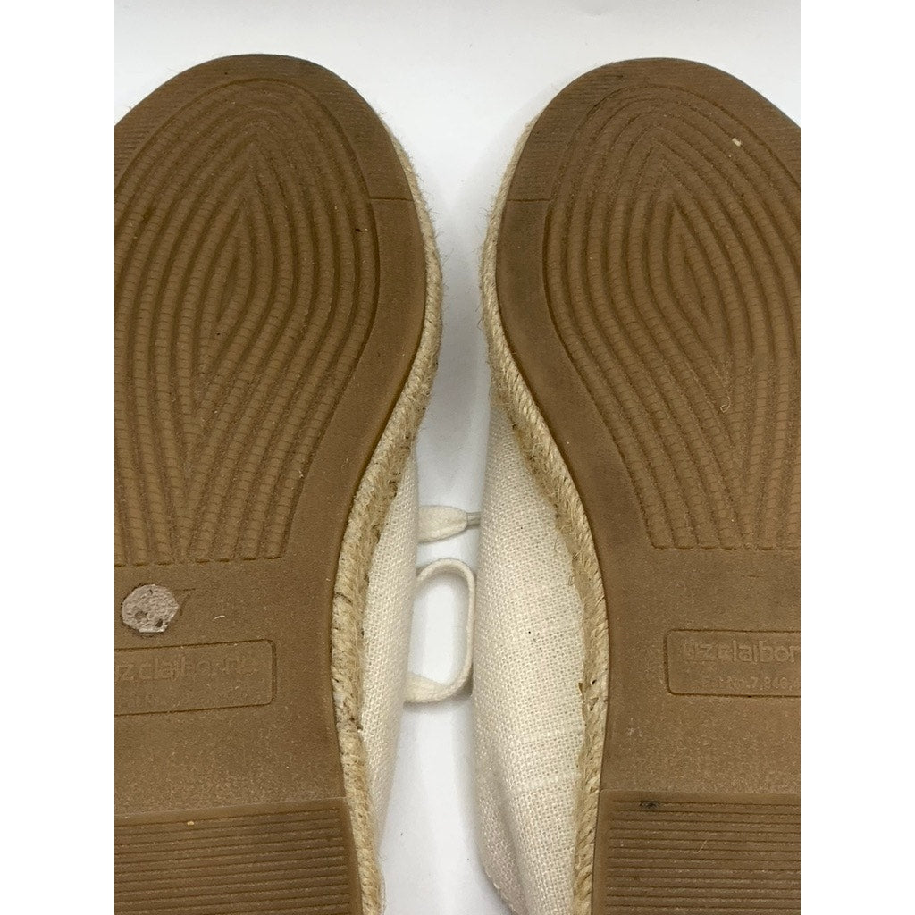 LIZ CLAIBORNE Women's White Textured Leckie Espadrille Sneakers SZ 7