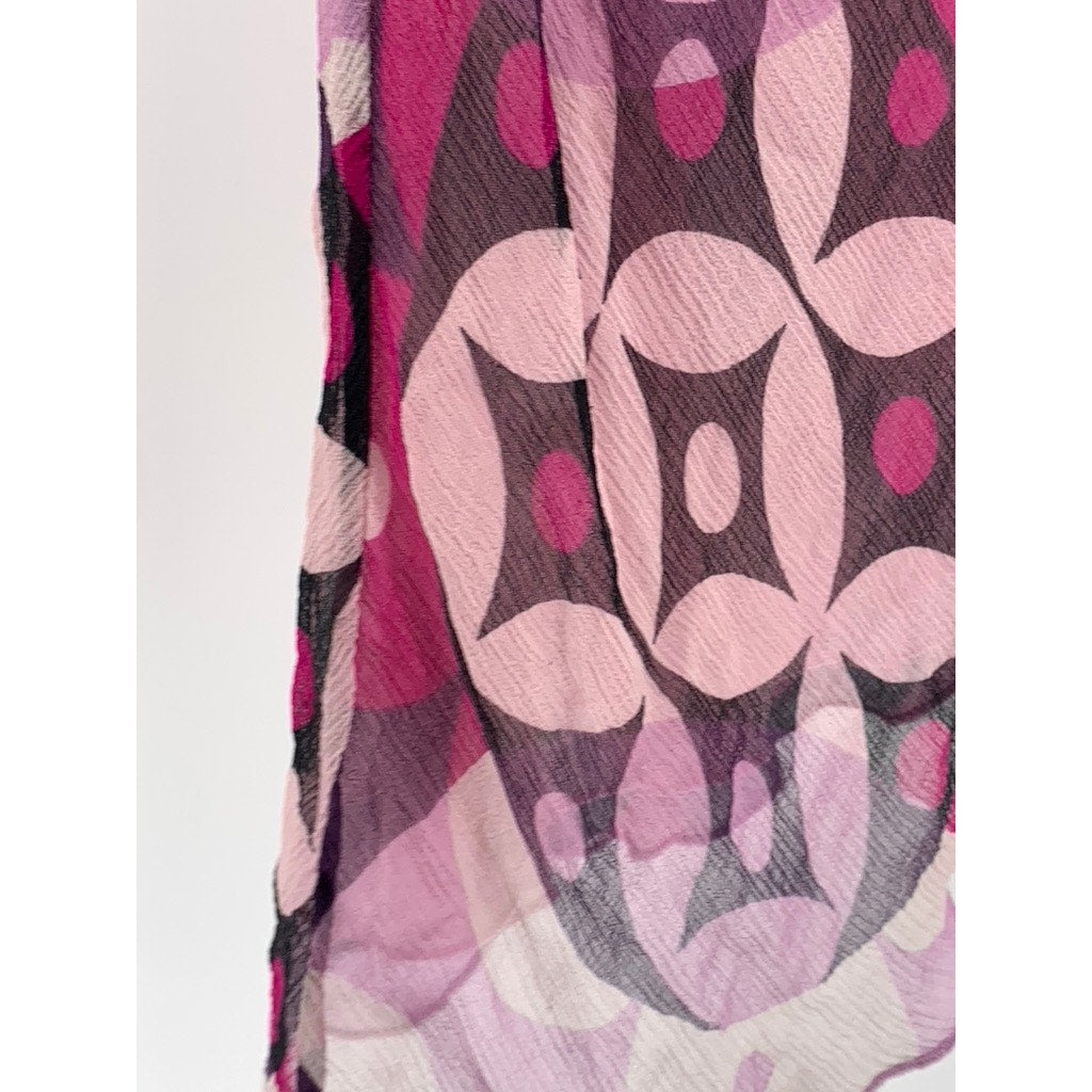 J.LO By JENNIFER LOPEZ Women's Pink Asymmetrical Geo Print Top SZ S