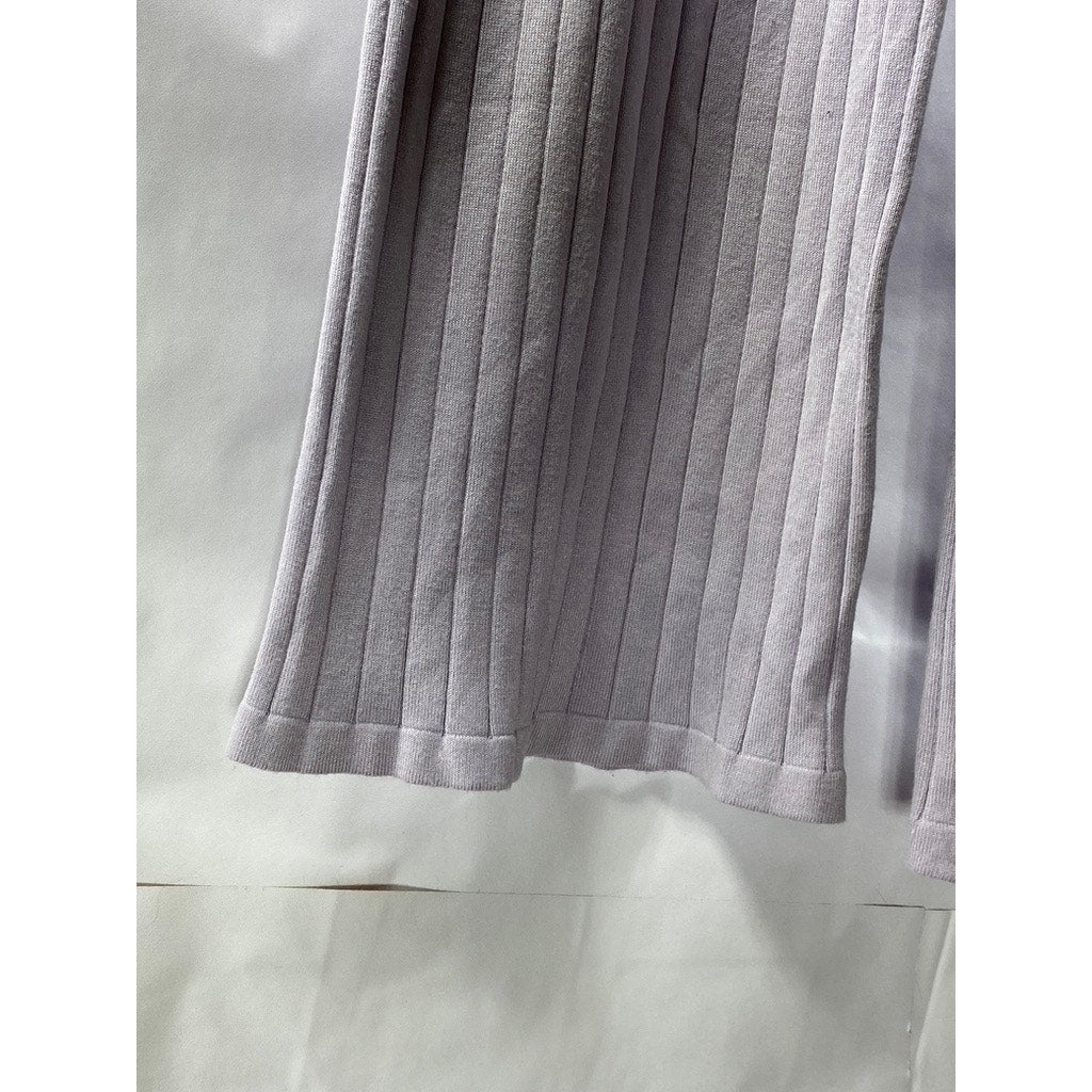 BCBGENERATION Women's Orchid Purple Rib Knit High-Rise Wide-Leg Casual Pant SZ S