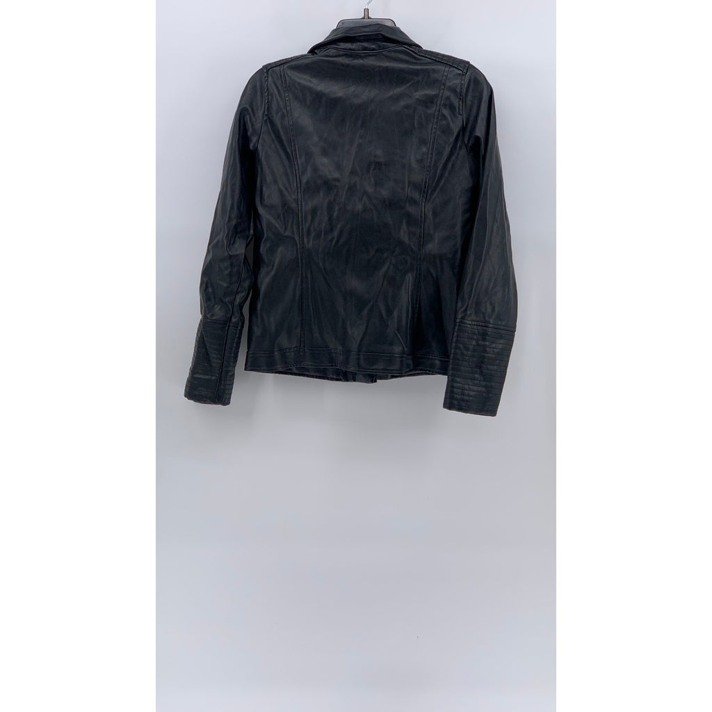 ART CLASS Girls’ Black Faux Leather Zip-Up Long Sleeve Moto Jacket SZ XL(14-16)