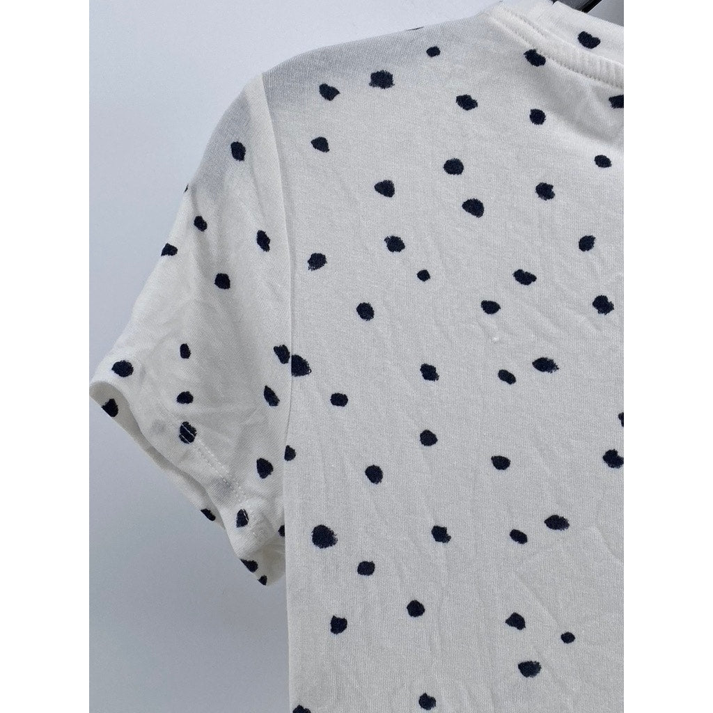 SIMPLY VERA VERA WANG Women's White-Black Polka Dot Twist Front Top SZ S