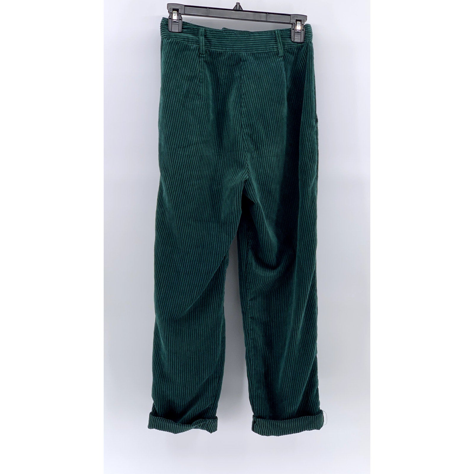 TOPSHOP Women’s Dark Green Corduroy Cuffed Pants SZ 2