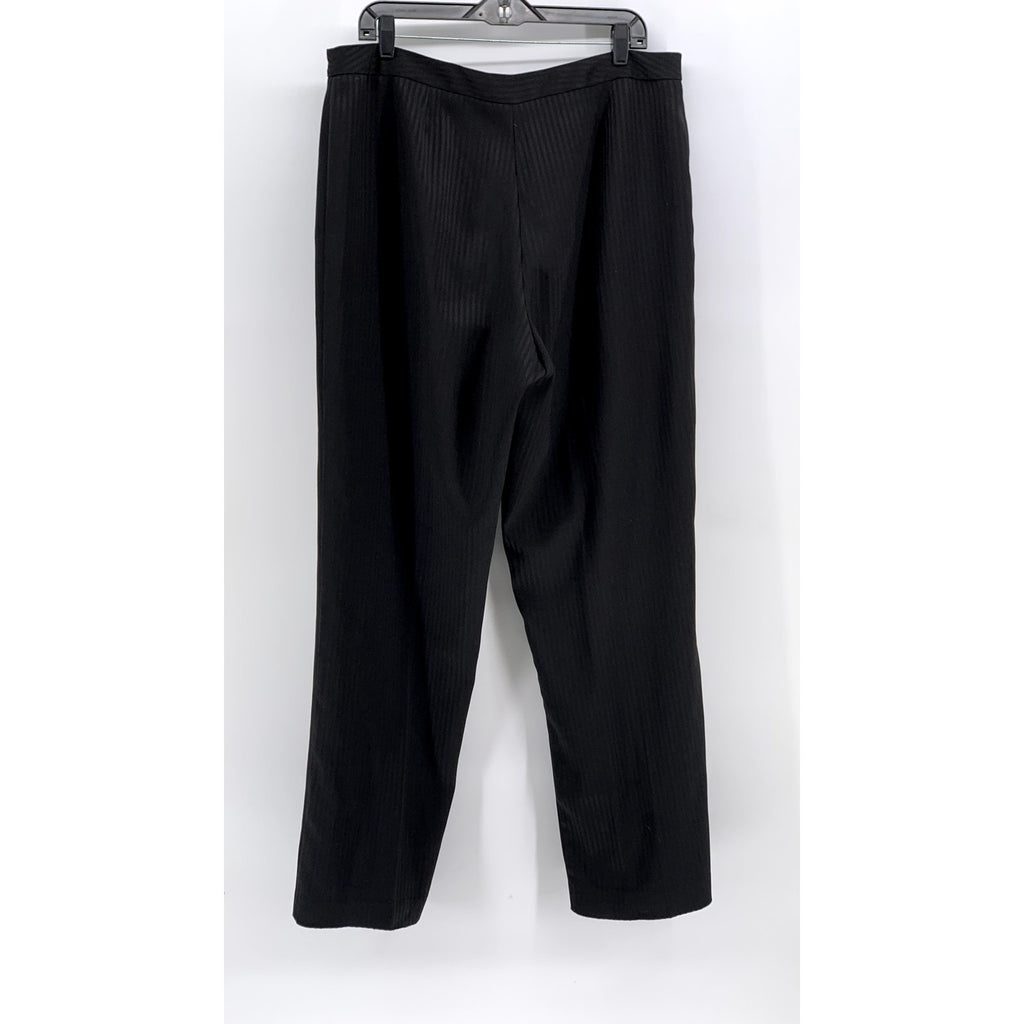KC SPENCER NY Women's Black Striped Straight Leg Regular Fit Pants SZ 16
