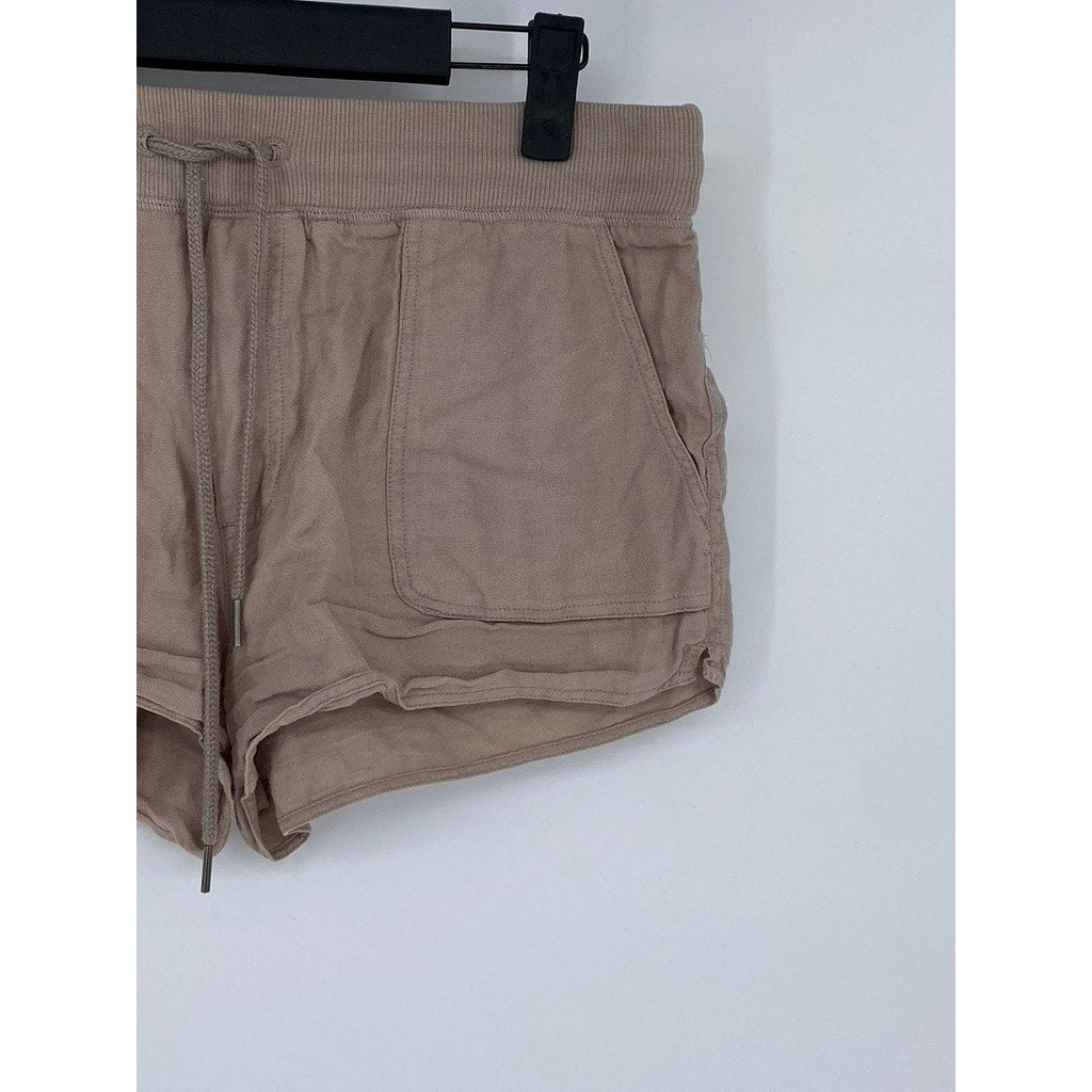 COMMUNITY Women's Light Brown Cotton Drawstring Waist Casual Lounge Shorts SZ S